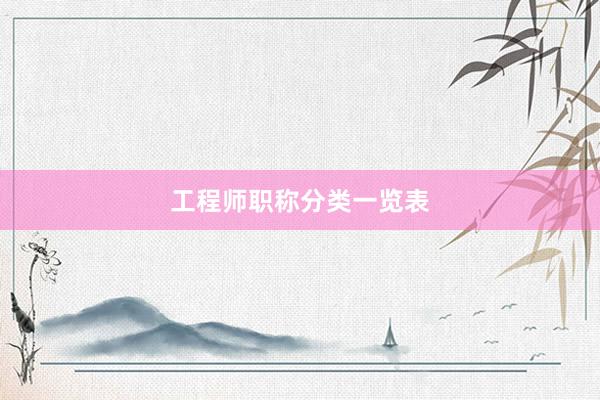 工程师职称分类一览表